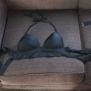 Black triangle cross back bikini top